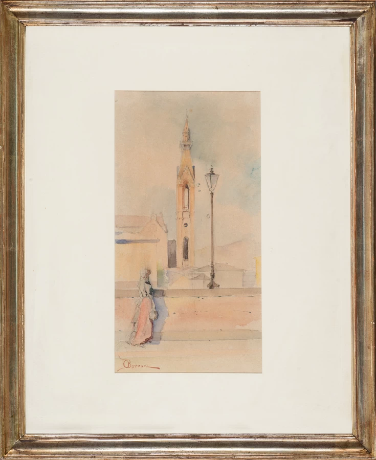 Lungarno Serristori col campanile di S. Croce sullo sfondo